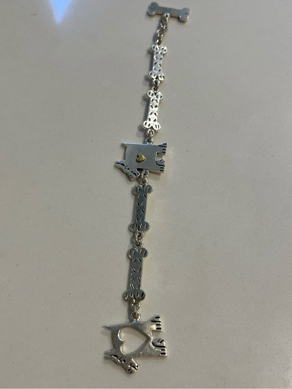 Vintage Dog and Bone 925 Mexico Sterling Silver Toggle Bracelet